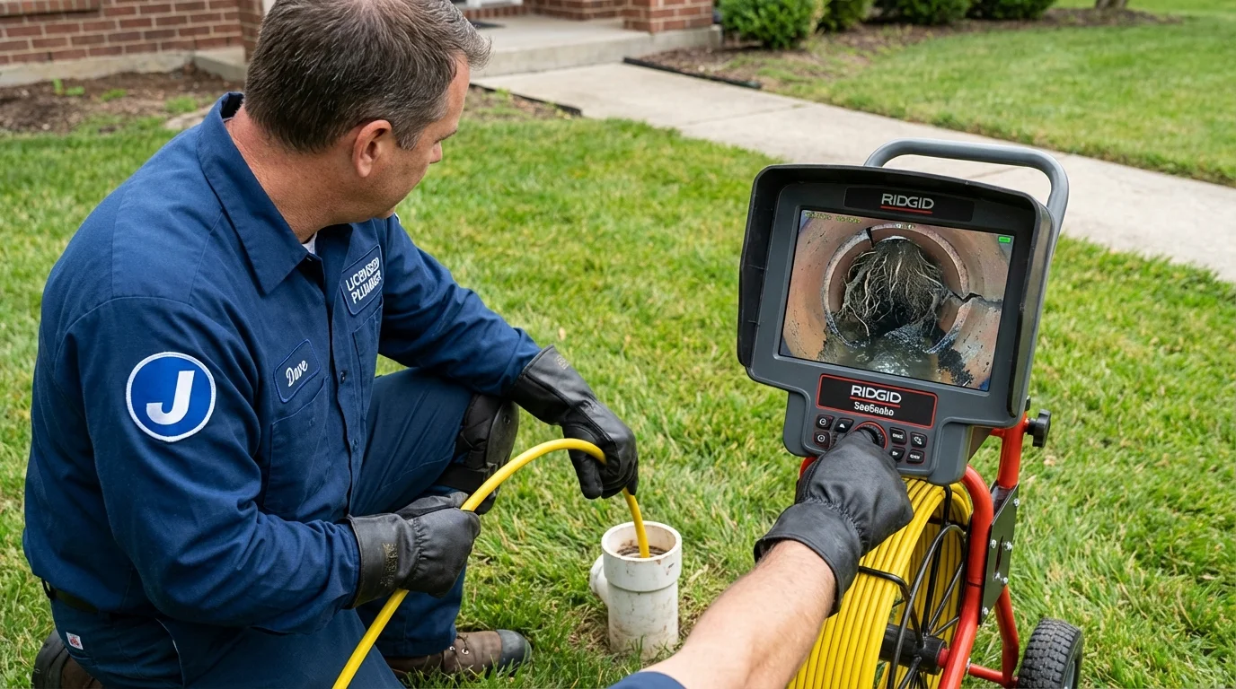 Sewer camera inspection being performed by Johns Plumbing LLC in Booneville